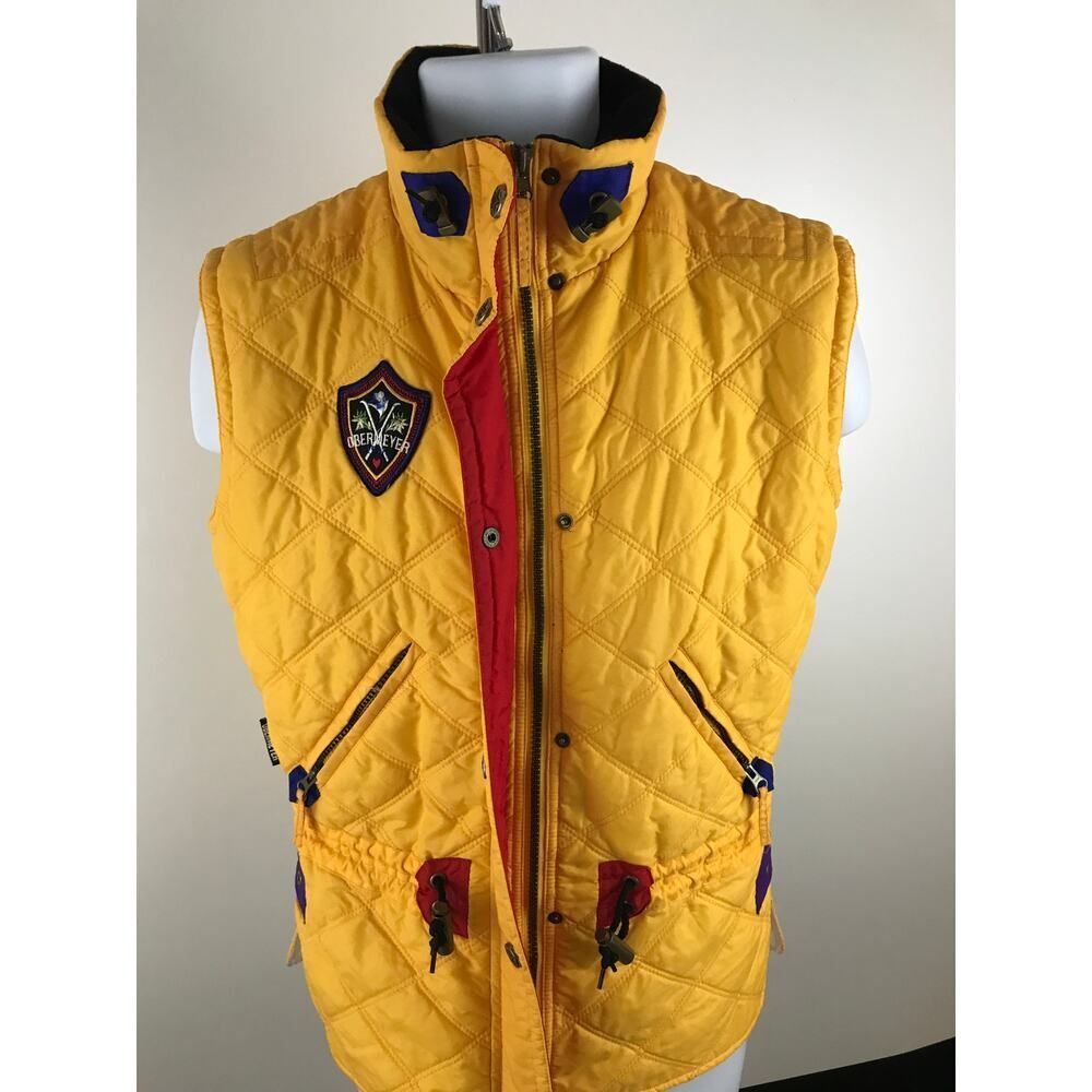 Obermeyer‎ Ski Vest Zip Buttons Yellow Patches Womens Size 14